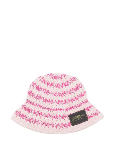 GANNI crochet-knit bucket hat - Pink - zdjęcie produktu nr 1