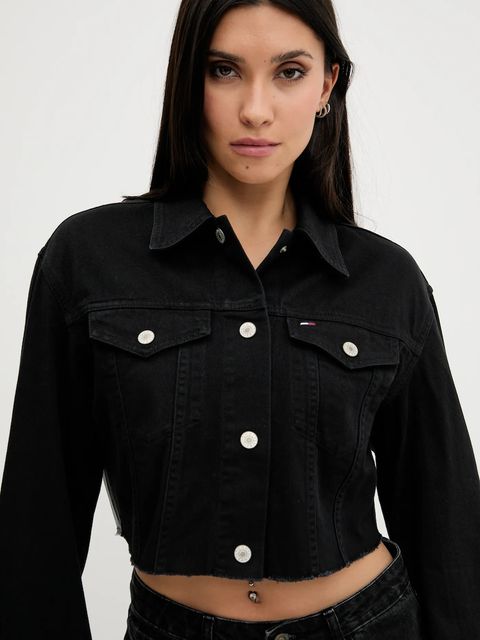 Tommy Jeans kurtka jeansowa kolor czarny przejściowa oversize DW0DW21431