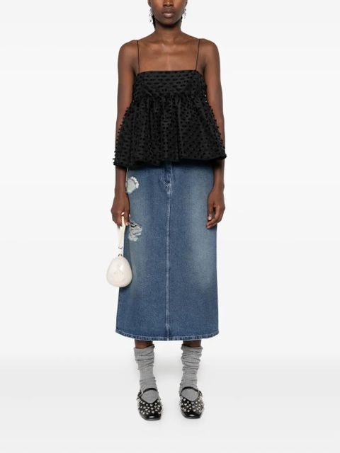 Simone Rocha distressed-effect midi skirt - Blue