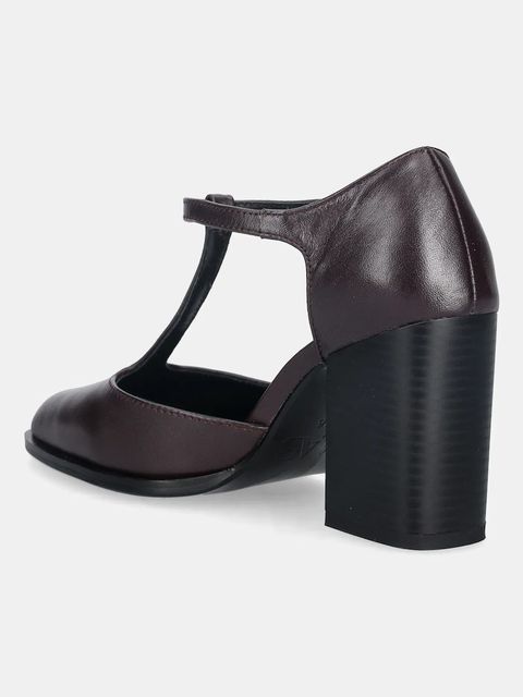 Answear.LAB czółenka skórzane kolor bordowy na słupku