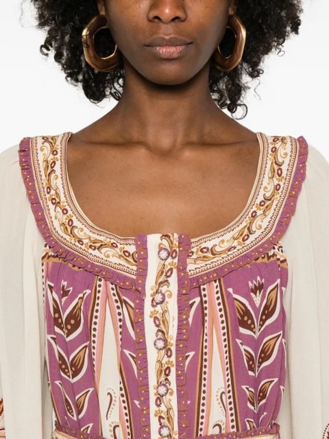 FARM Rio floral tie-waist mini dress - Neutrals