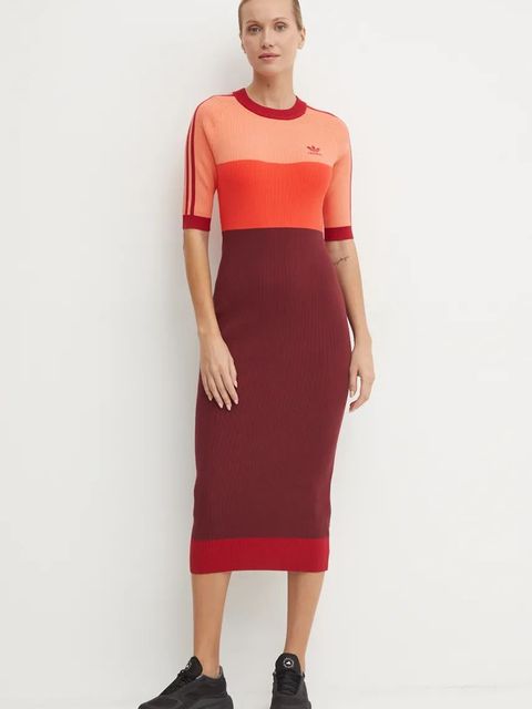 adidas Originals sukienka X Ksenia Schneider kolor bordowy midi dopasowana IW5661