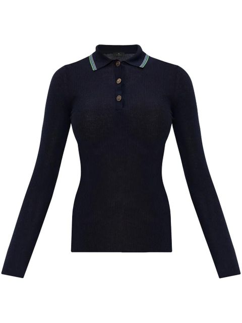 ETRO striped-border polo jumper - Blue - zdjęcie produktu nr 1