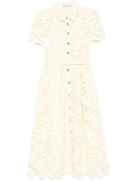 Self-Portrait lace collared midi dress - Yellow