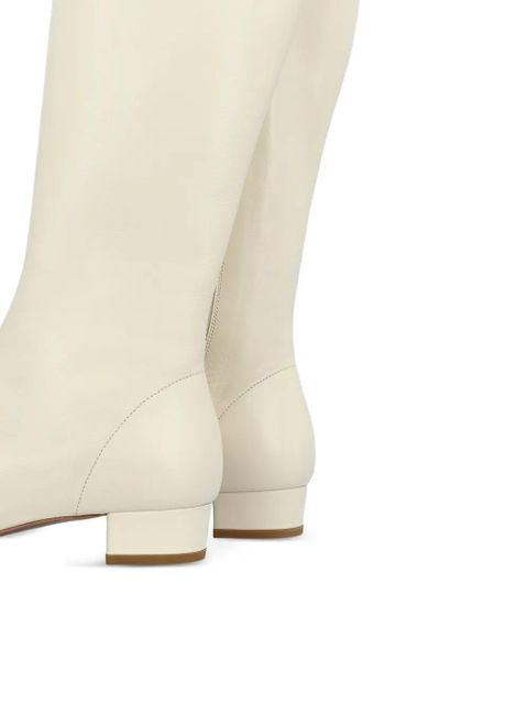 BY FAR Edie square-toe leather knee-high boots - Neutrals