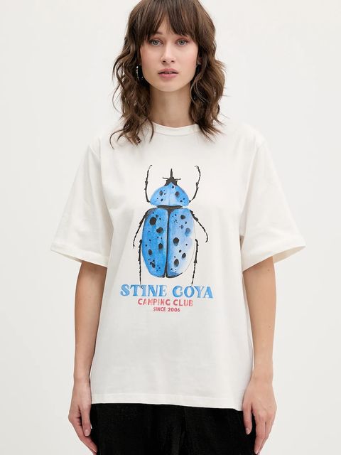 Stine Goya t-shirt bawełniany damski kolor beżowy SG-AW25-T009-2243 - zdjęcie produktu nr 1