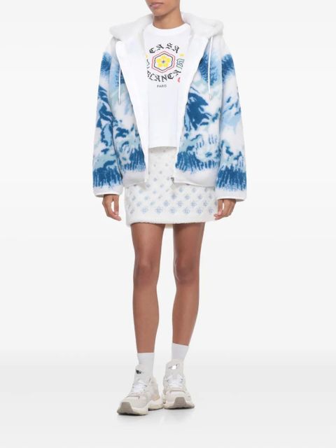 Casablanca floral-motif A-line skirt - White