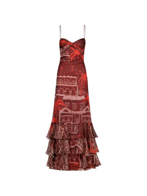 Johanna Ortiz Pasos Nocturnos ruffled maxi dress - Red - zdjęcie produktu nr 2
