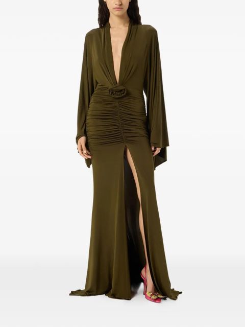 Blumarine draped flower-appliqué maxi dress - Green - zdjęcie produktu nr 2