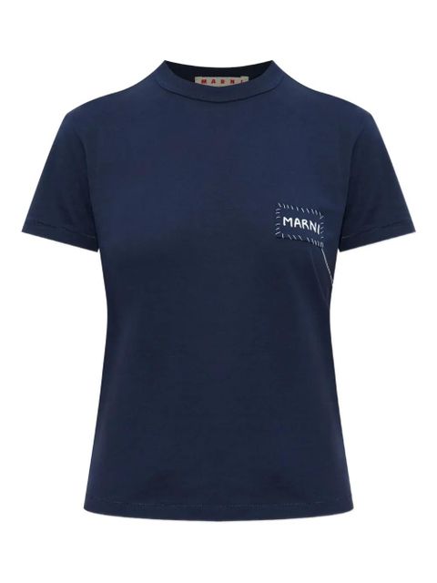 Marni embroidered-patch T-shirt - Blue - zdjęcie produktu nr 1