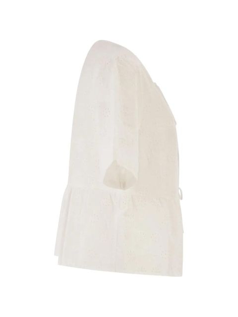 MC2 Saint Barth broderie anglaise bow top - White