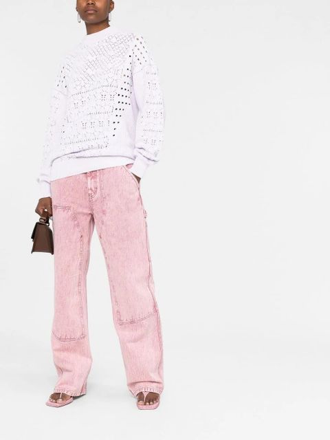 The Attico open-knit crew-neck jumper - Purple