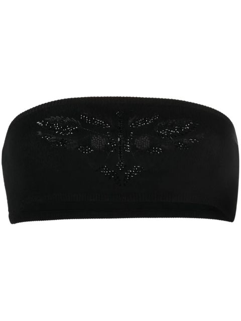 Max Mara floral-embroidered studded cropped top - Black - zdjęcie produktu nr 1