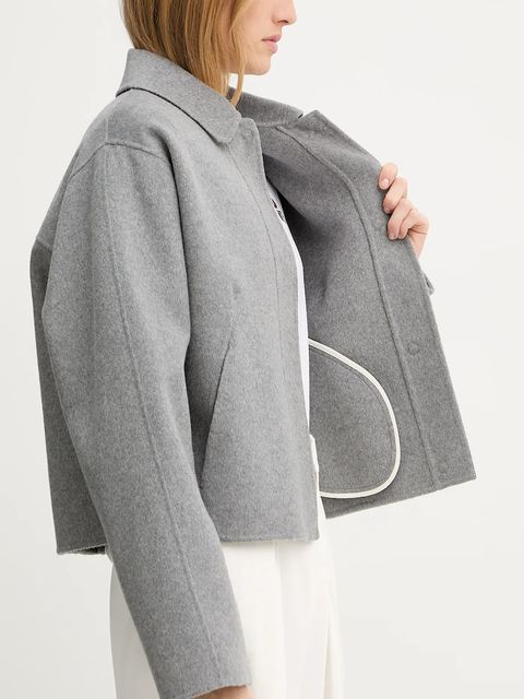 BOSS płaszcz wełniany damski kolor szary przejściowy 50543170