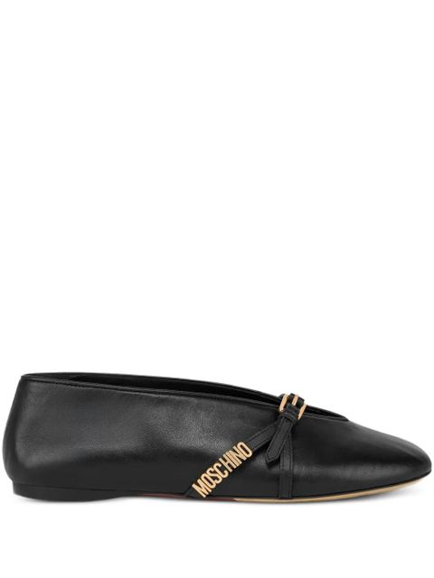 Moschino logo-lettering ballet flats - Black - zdjęcie produktu nr 1