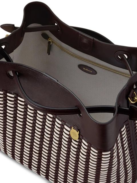 Mulberry Ebony & Eggshell woven-design leather tote bag - Brown