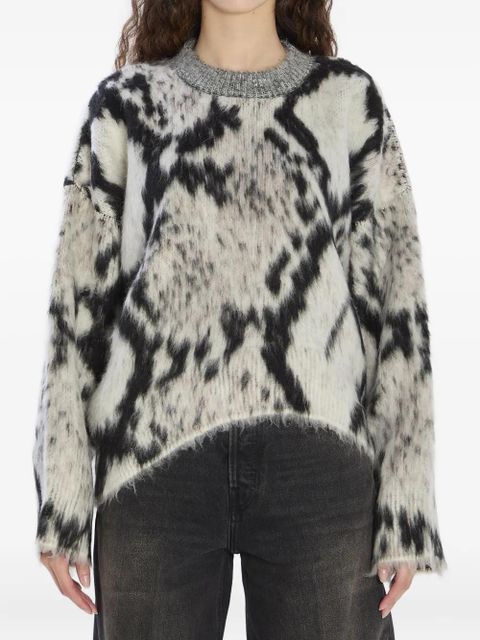 The Attico python-print ribbed sweater - Black - zdjęcie produktu nr 1
