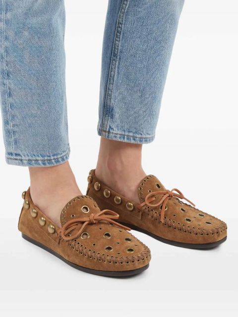 ISABEL MARANT Fitza eyelet studded loafers - Brown