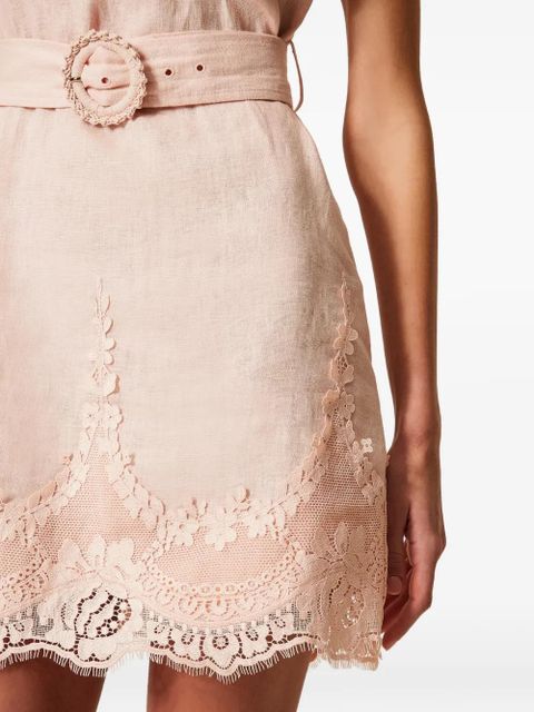TWINSET lace-trim belted dress - Pink