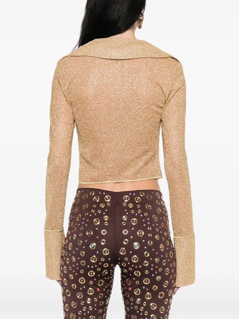 Oséree tie front flare sleeve top - Gold