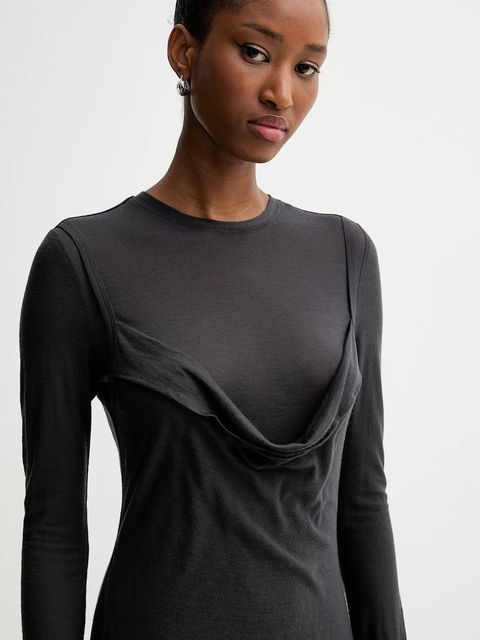 Nanushka sukienka wełniana kolor szary maxi dopasowana NW25PFDR10792