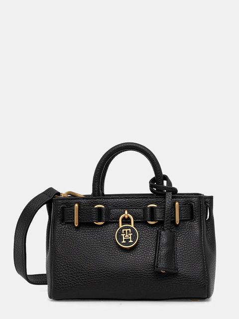 Tommy Hilfiger torebka skórzana kolor czarny AW0AW18167 - zdjęcie produktu nr 1