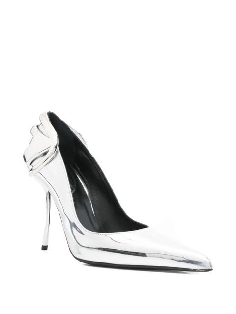 Diesel 105mm pointed toe logo pumps - Silver