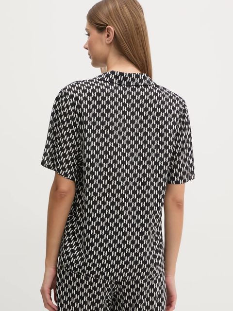 Karl Lagerfeld koszula damska kolor czarny regular z kołnierzykiem klasycznym A1W46044