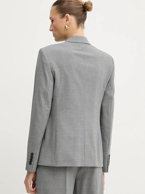 BOSS marynarka wełniana kolor szary dwurzędowa gładka 50543302