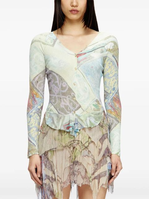 Diesel M-Fiorina printed cropped cardigan - Blue