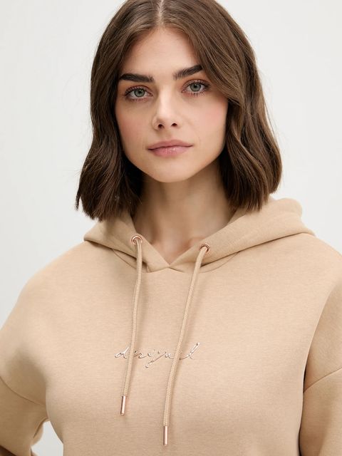 Desigual bluza BASIC damska kolor beżowy z kapturem gładka 25WWSK13