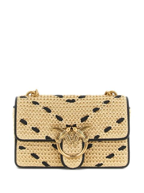 PINKO Love One Light chevron raffia small crossbody bag - Neutrals - zdjęcie produktu nr 1