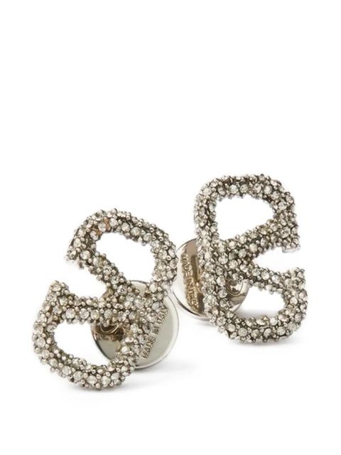Valentino Garavani Vlogo Signature earrings in metal and Swarovski® crystals - Silver - zdjęcie produktu nr 1