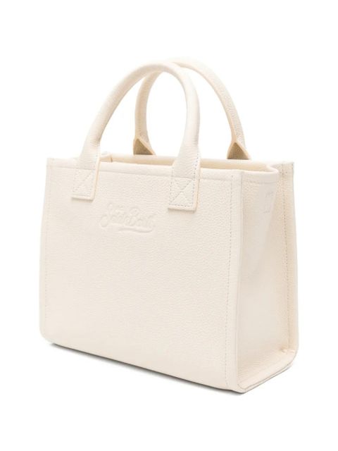 MC2 Saint Barth logo-embossed grained leather tote bag - White