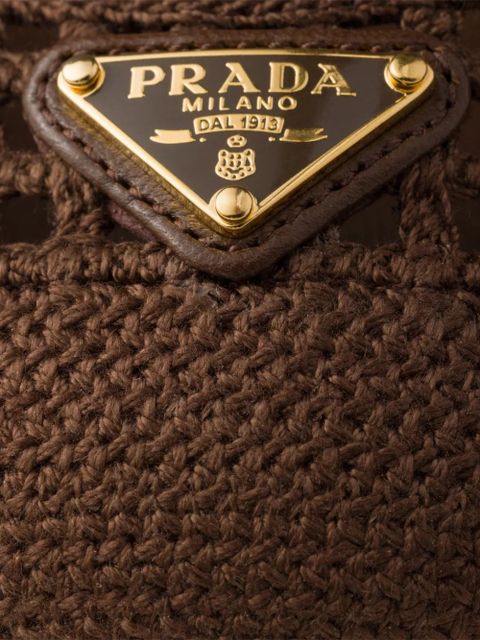 Prada metal-buckle crochet-effect pumps - Brown