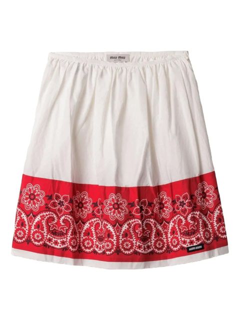 Miu Miu Slubbed Bandana poplin skirt - White - zdjęcie produktu nr 1