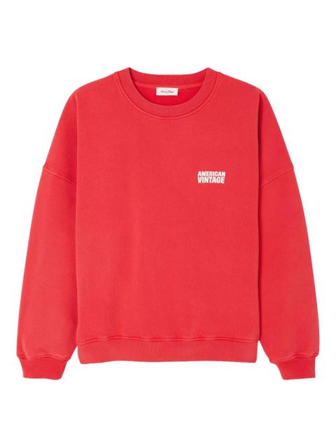 American Vintage Plizzy logo-patch crew-neck sweatshirt - Red - zdjęcie produktu nr 1