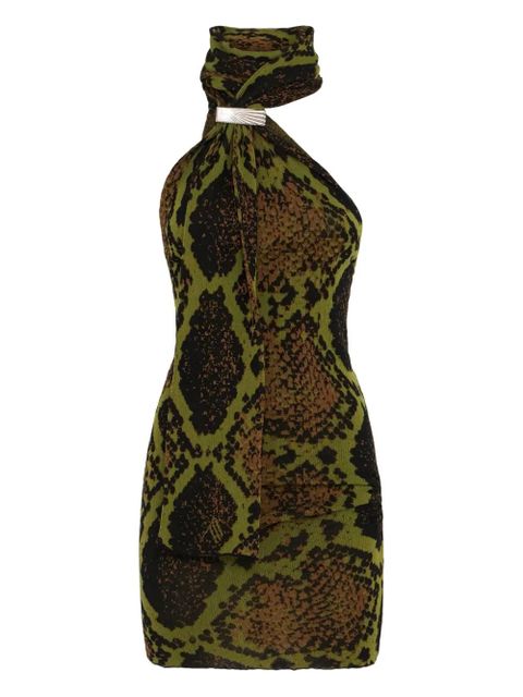 The Attico snake-print halterneck mini dress - Green - zdjęcie produktu nr 1