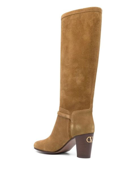Valentino Garavani buckle-strap suede boots - Brown