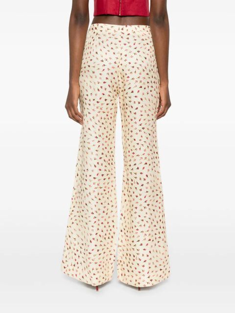 SANDRO floral-print palazzo pants - Neutrals
