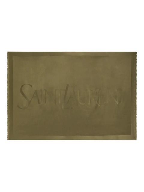 Saint Laurent logo fringed scarf - Green - zdjęcie produktu nr 1