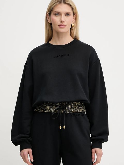 Just Cavalli bluza bawełniana damska kolor czarny gładka 79PAIE20 CF100 - zdjęcie produktu nr 1