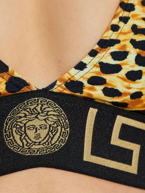 Versace Greek-key leopard-print bikini top - Brown - zdjęcie produktu nr 2