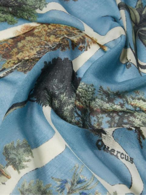 Max Mara botanical-print scarf - Blue
