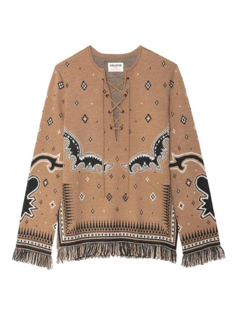 Zadig&Voltaire lace-up skull-print sweater - Neutrals - zdjęcie produktu nr 1