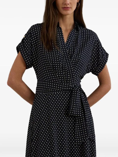 Lauren Ralph Lauren polka dot wrap-style midi dress - Blue