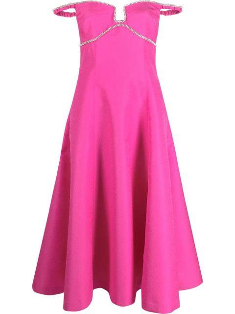 Self-Portrait off-shoulder flared midi dress - Pink - zdjęcie produktu nr 1