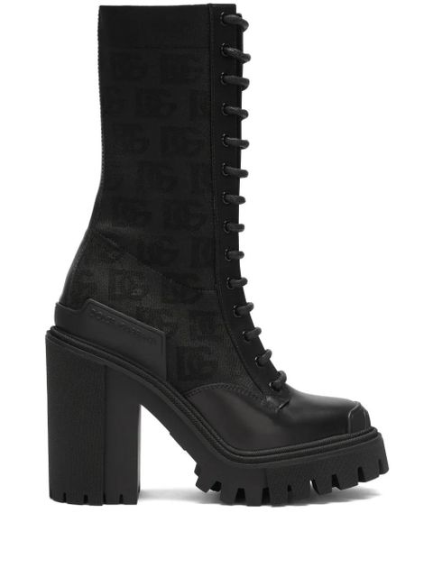 Dolce & Gabbana DG-logo 90mm lace-up mesh boots - Black - zdjęcie produktu nr 1