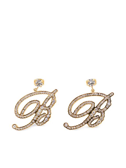Blumarine crystal-embellished logo earrings - Gold - zdjęcie produktu nr 1