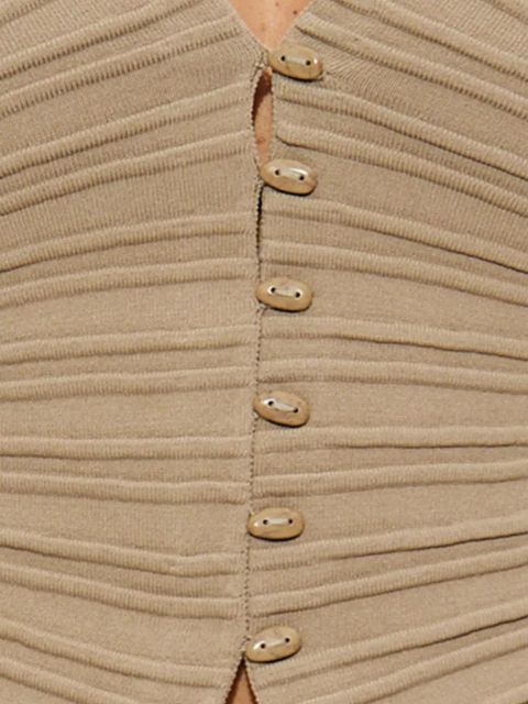 Cult Gaia pleated balloon-sleeve knit cardigan - Neutrals